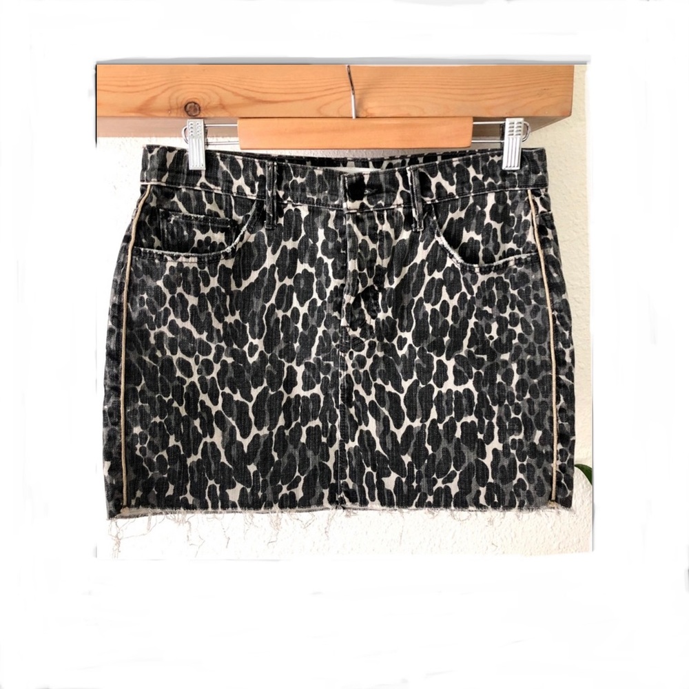 Mother The Vagabond Mini Fray in grey wash leopard